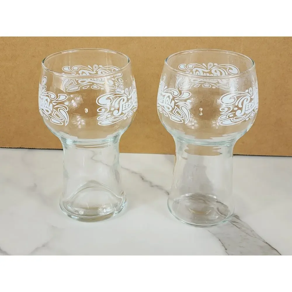 Pepsi Cola Fountain Style Glass 16oz Drinking Retro 70's Soda Glasses 6